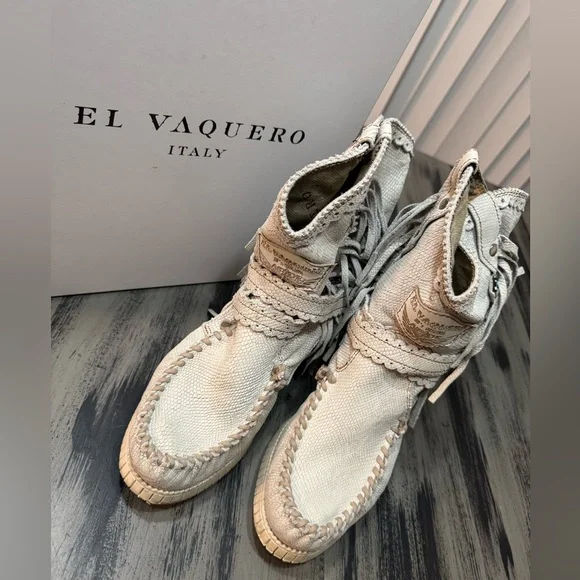 El Vaquero Italy Arya Kalahari Krust Women’s Wedge Moccasin Boots Size 40 - Picture 6 of 16